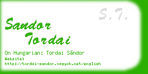 sandor tordai business card